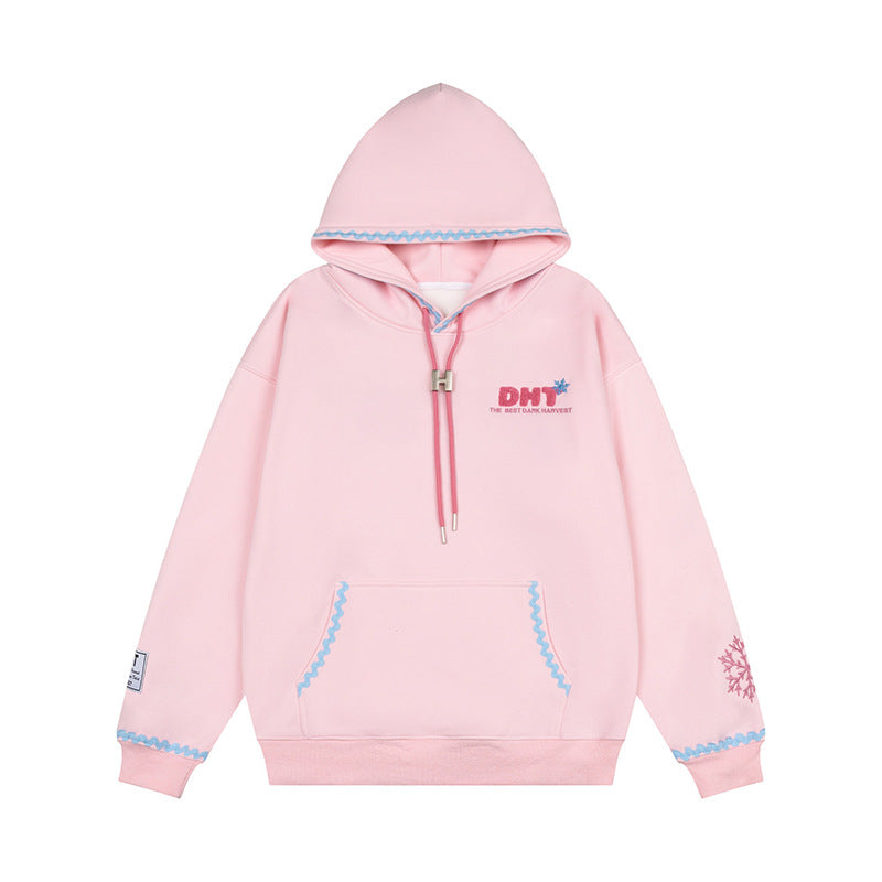 Hoodie Casual Loose Fleece Sweatshirt with Hood Couple Streetwear Top