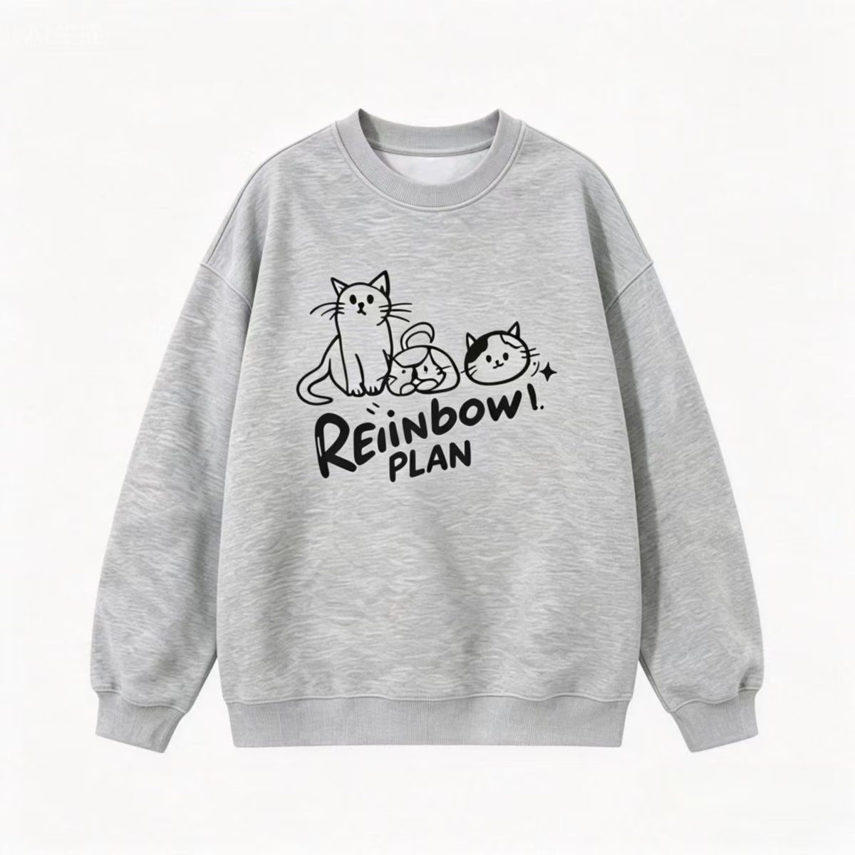 Streetwear Cartoon Cat Print Loose Fit Unisex Hoodie