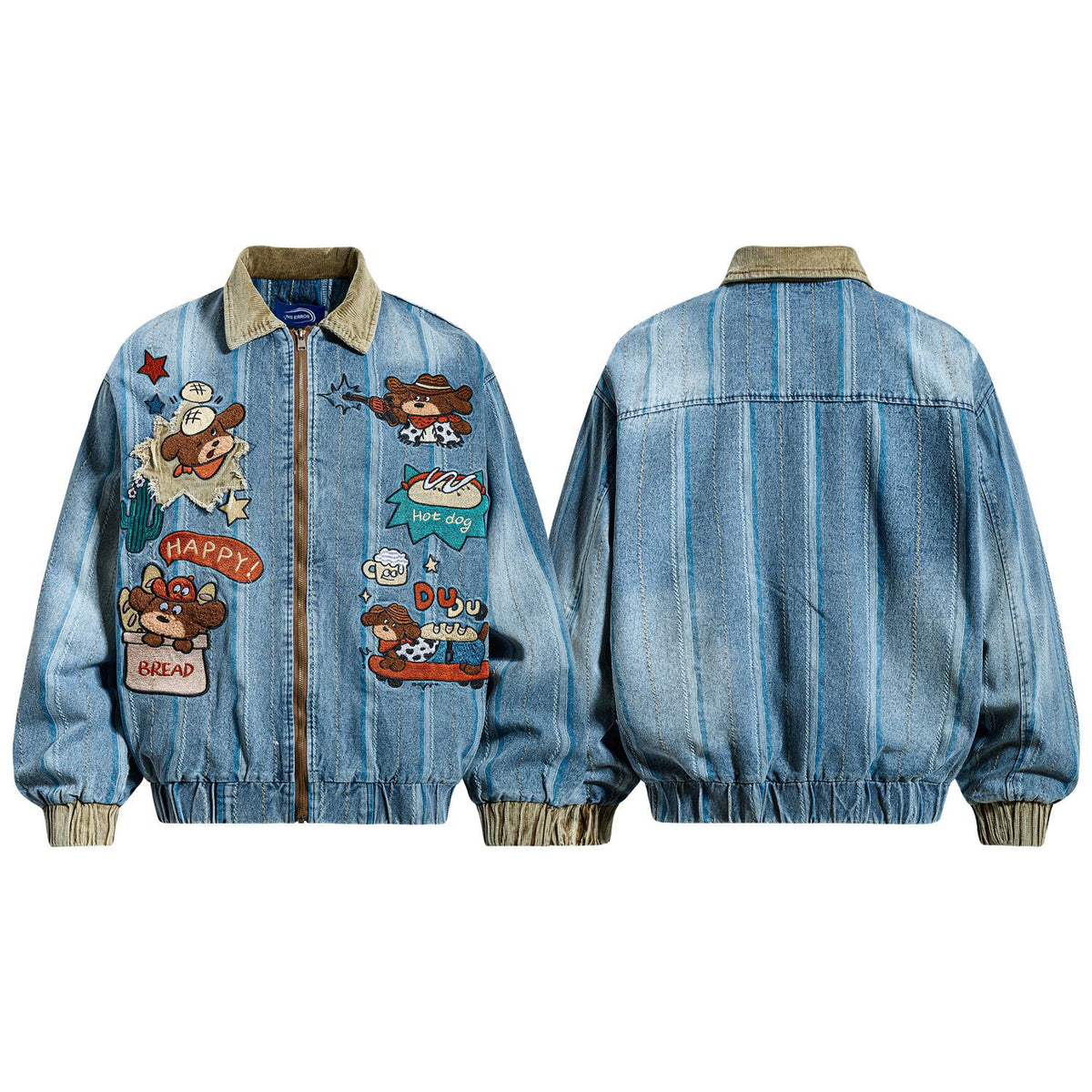 Embroidered Stripe Denim Jacket