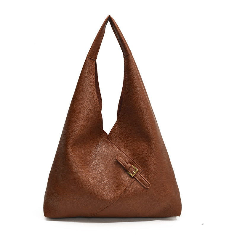 Large PU Topstitched Shoulder Bag