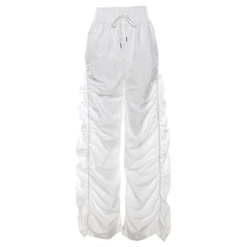 Summer Fashion Casual Loose Pleated Lightweight Breathable Streetwear Pants for Women