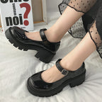 Black Patent Platform Mary Jane Heels