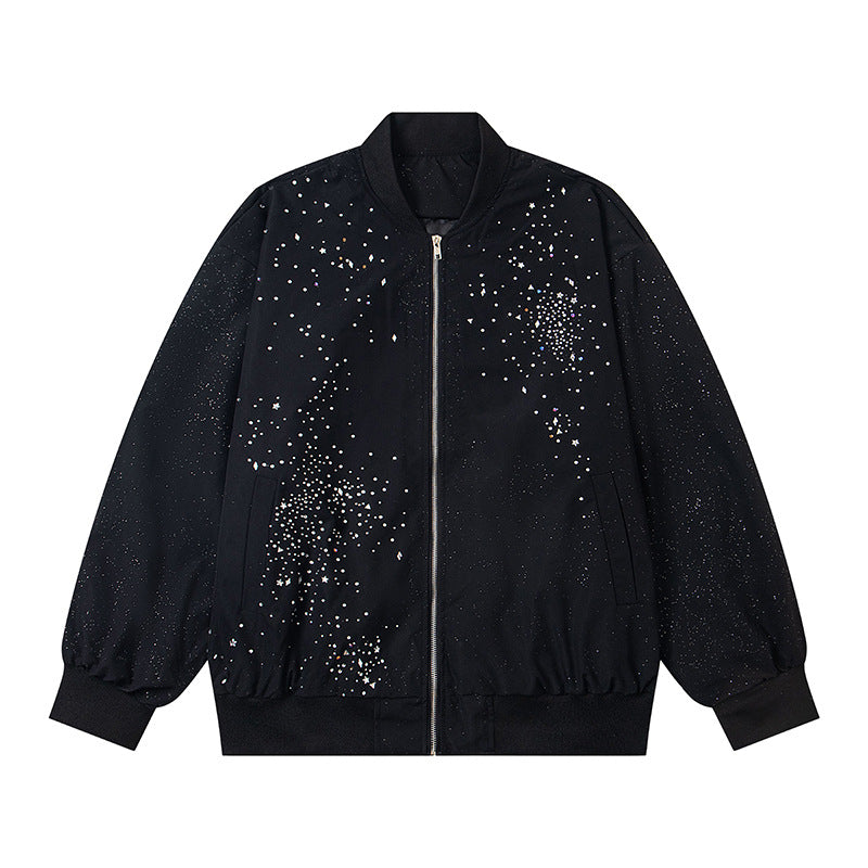 Women’s Black Beaded Oversized Zip Jacket