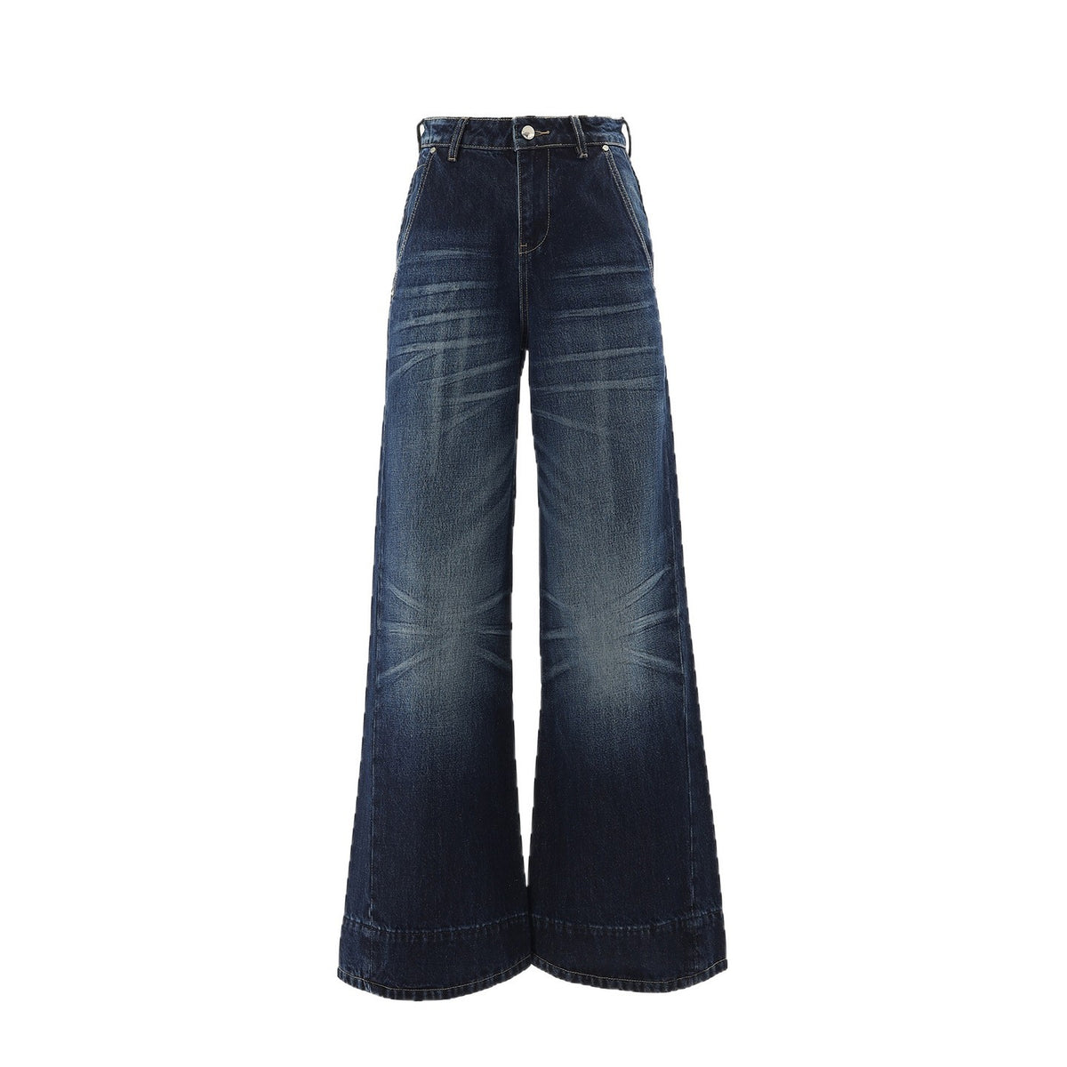 Wide-Leg Jeans Women Slim-Fit Streetwear Cat-Whisker Pants