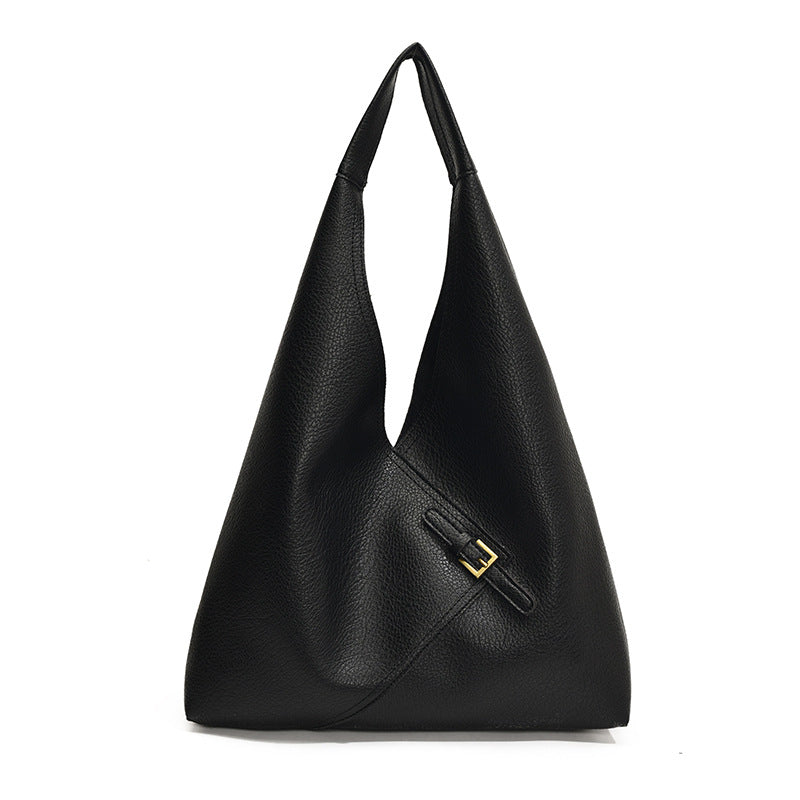 Large PU Topstitched Shoulder Bag