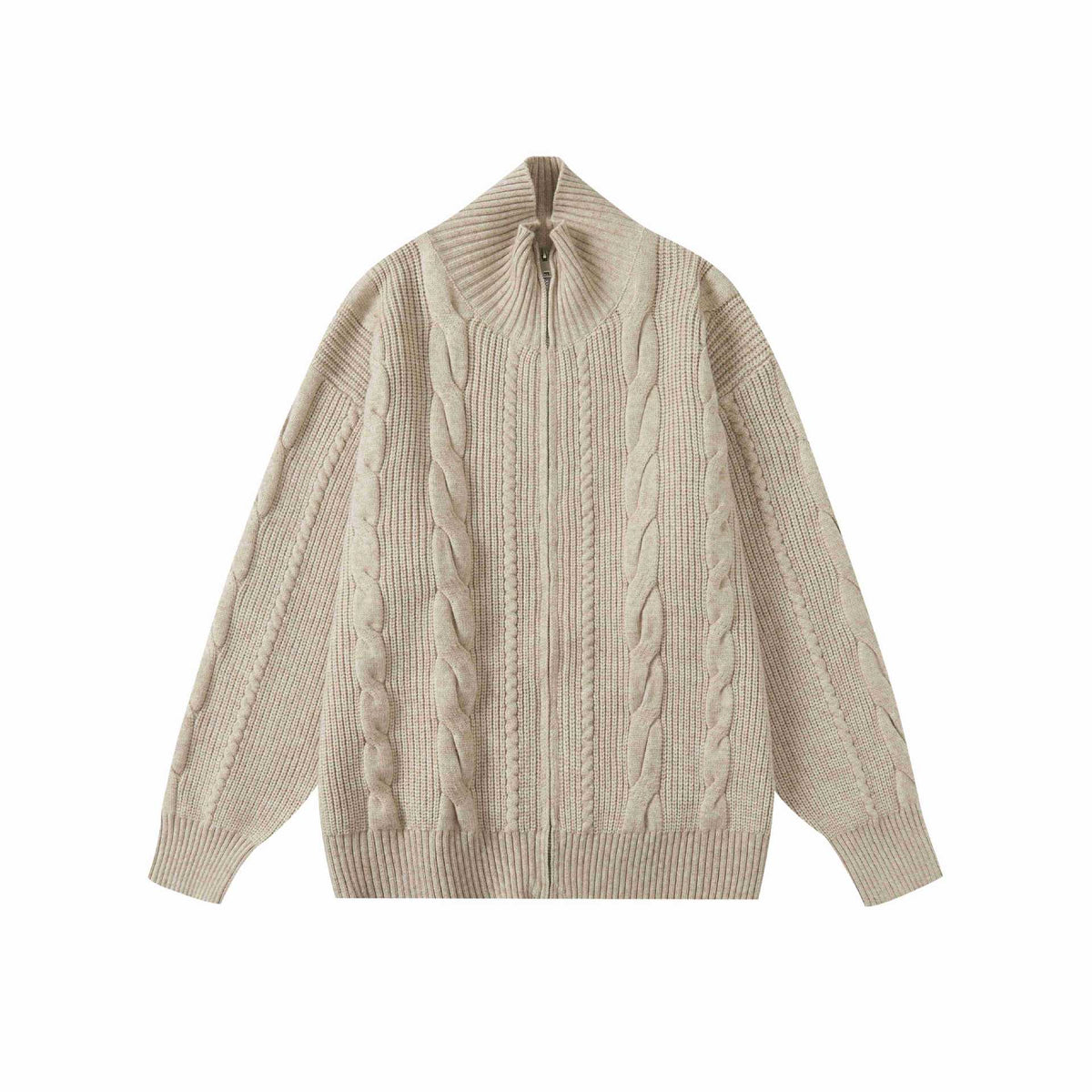 Cable Knit Zip Cardigan / Sweater