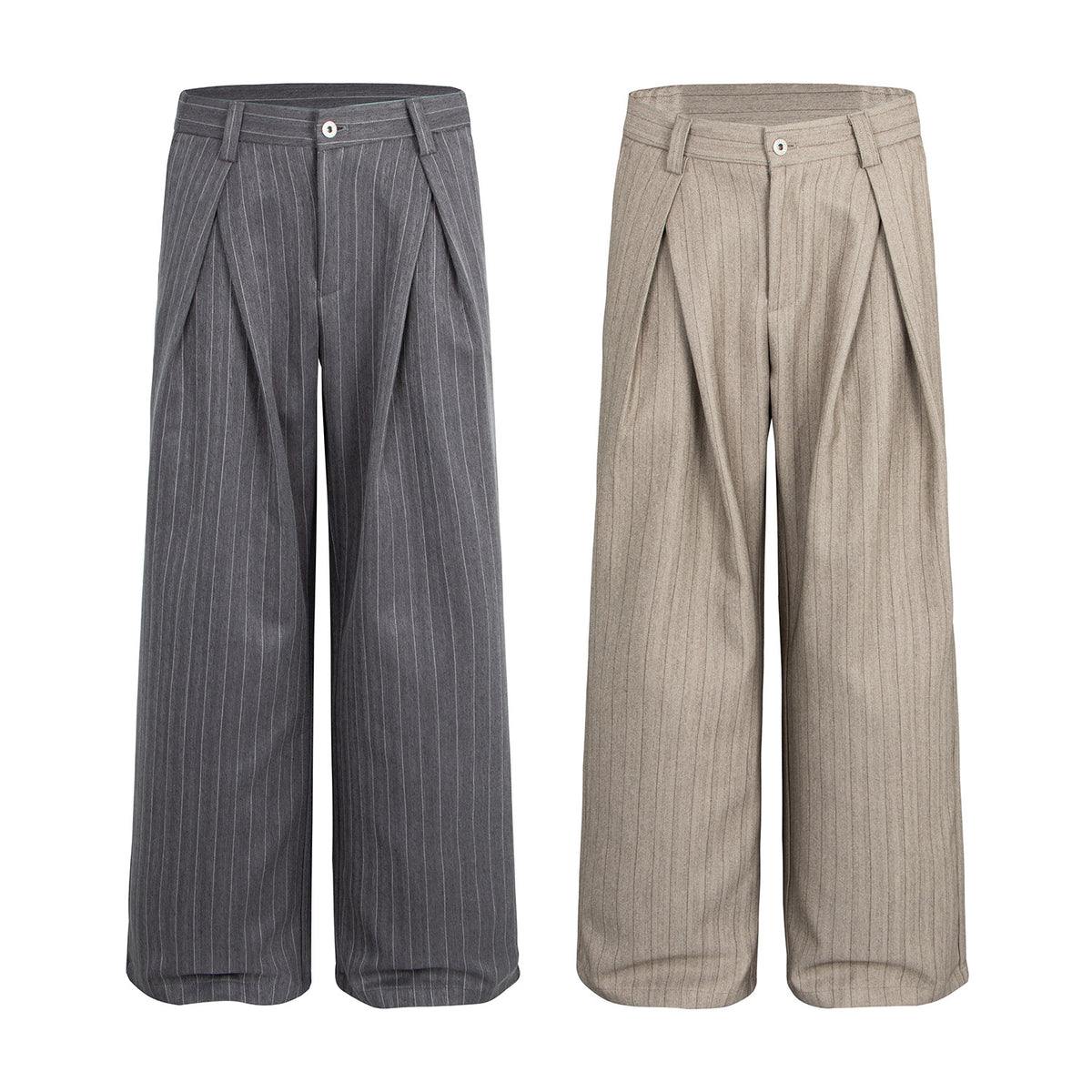 Relaxed Straight-Leg Pleated Trousers