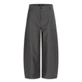 Grey Striped Wide-Leg Trousers