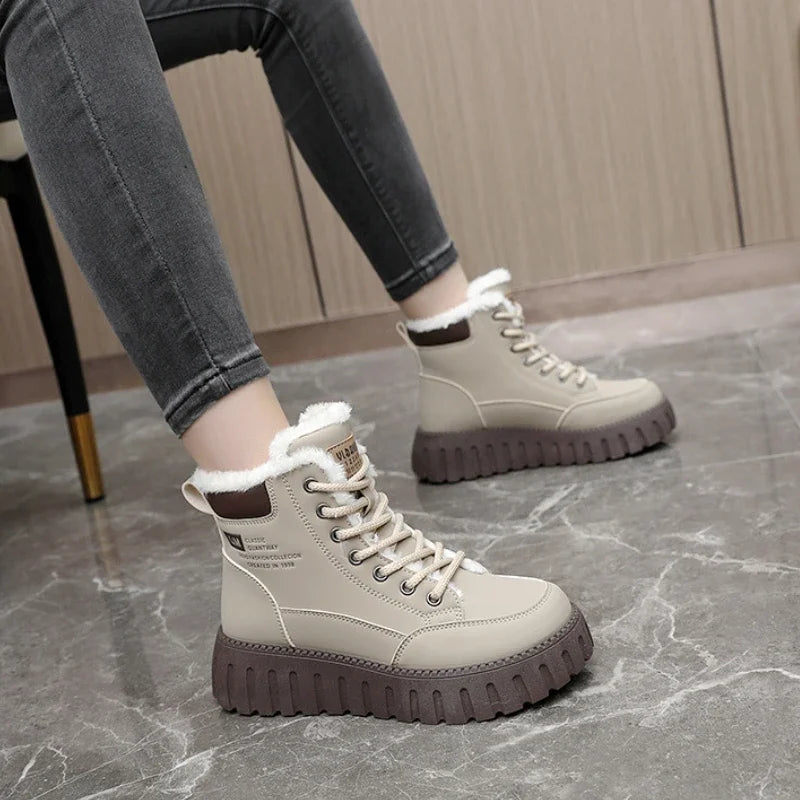 Winter Lace-Up Boots With Velvet Warm Lining