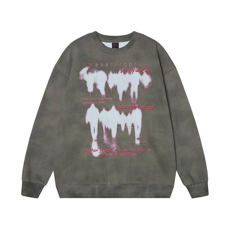 Print Streetwear Hoodie Couple Style Loose Fit Long Sleeve Top