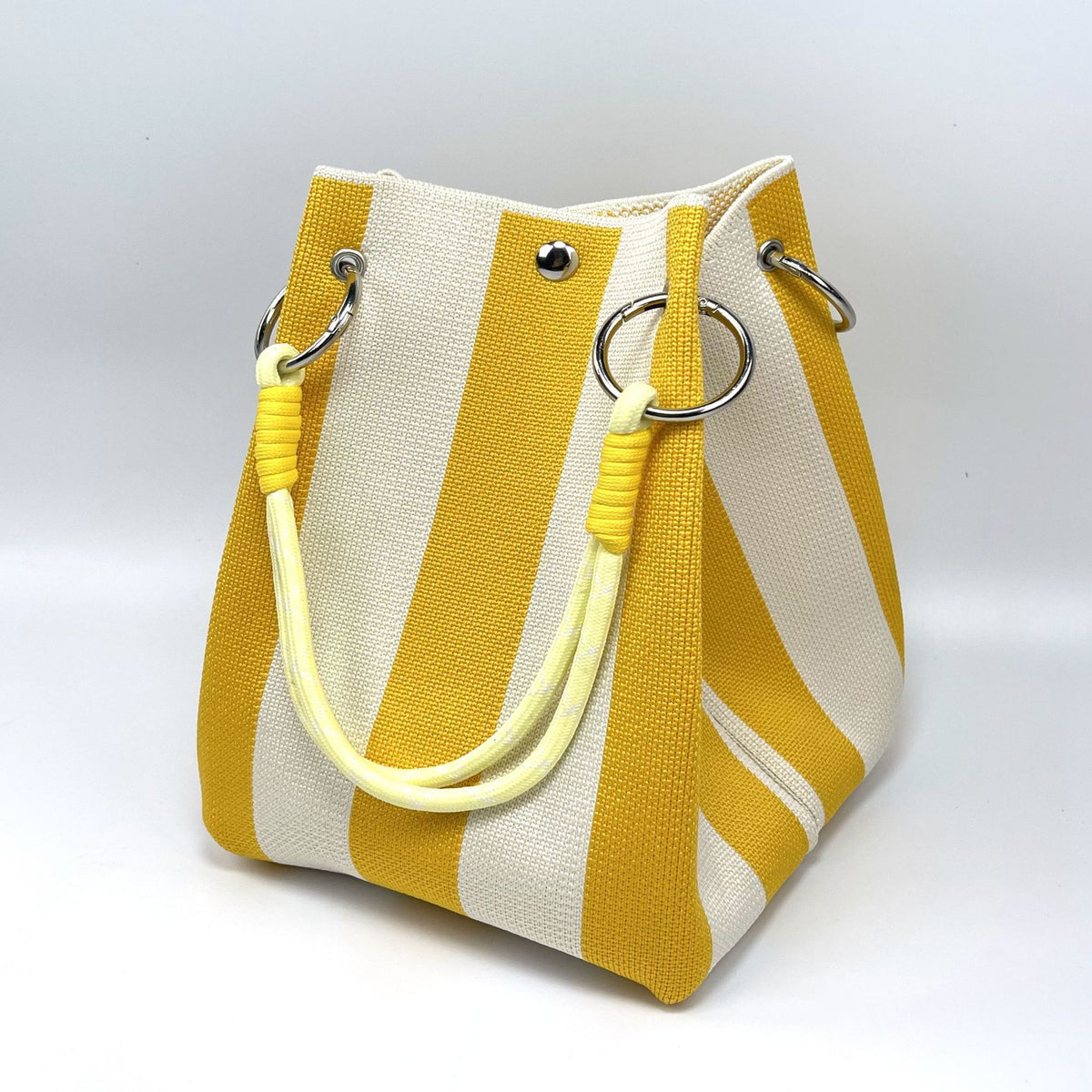 Striped Woven Bucket Bag