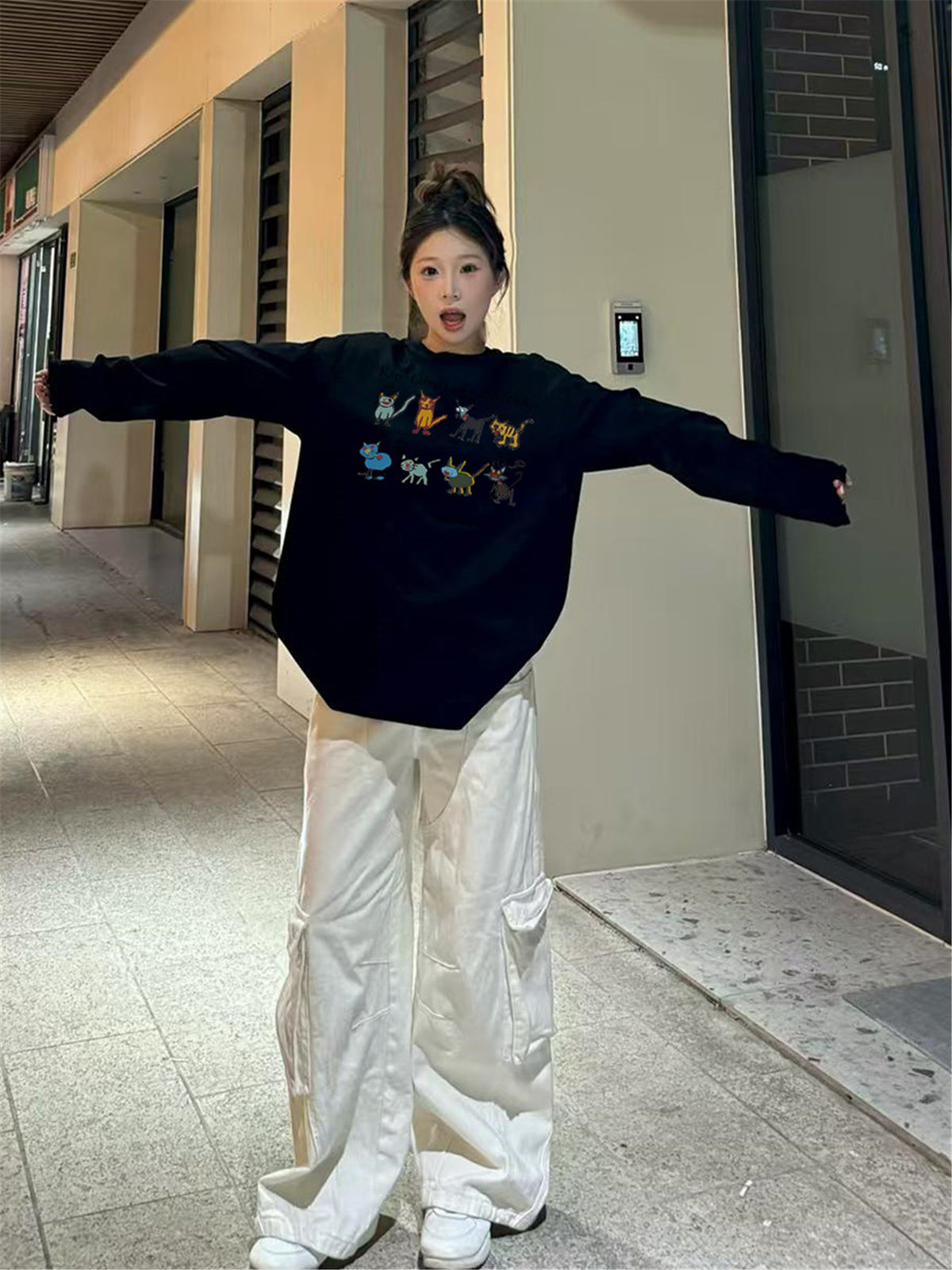 Chic Cotton Long Sleeve T-Shirt for Women,Casual Streetwear Style