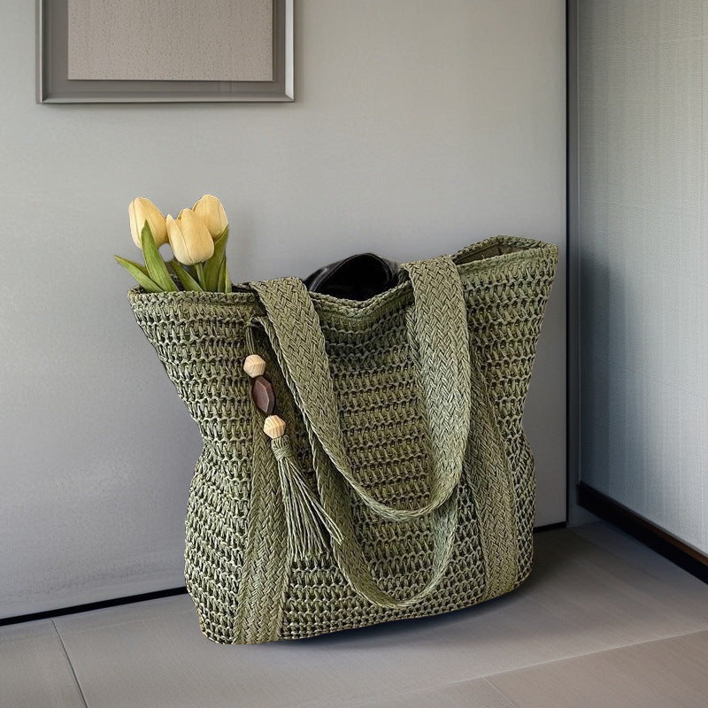 Medium Straw Woven Shoulder Bag