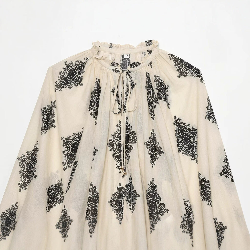 Lace-Up Corridor Shaped Lantern Sleeve Shirt