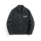 Washed Letter-Print Streetwear Work Jacket