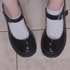 Black Patent Platform Mary Jane Heels