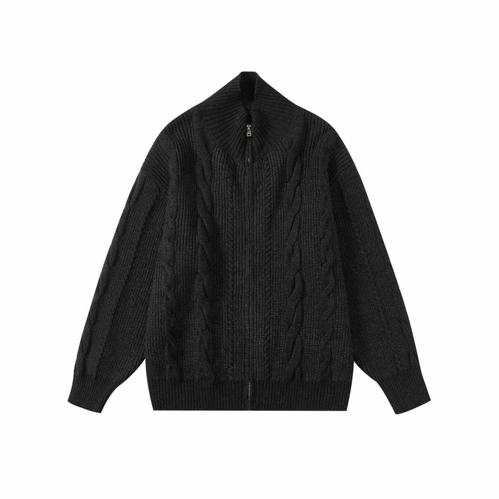 Cable Knit Zip Cardigan / Sweater