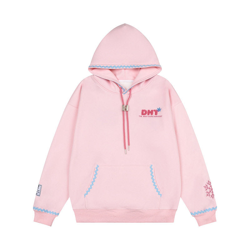 Hoodie Casual Loose Fleece Sweatshirt with Hood Couple Streetwear Top