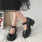 Black Patent Platform Mary Jane Heels