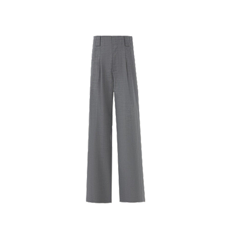 Thick Twill Texture Asymmetrical Bias-Cut Top & Trousers Outfit Set