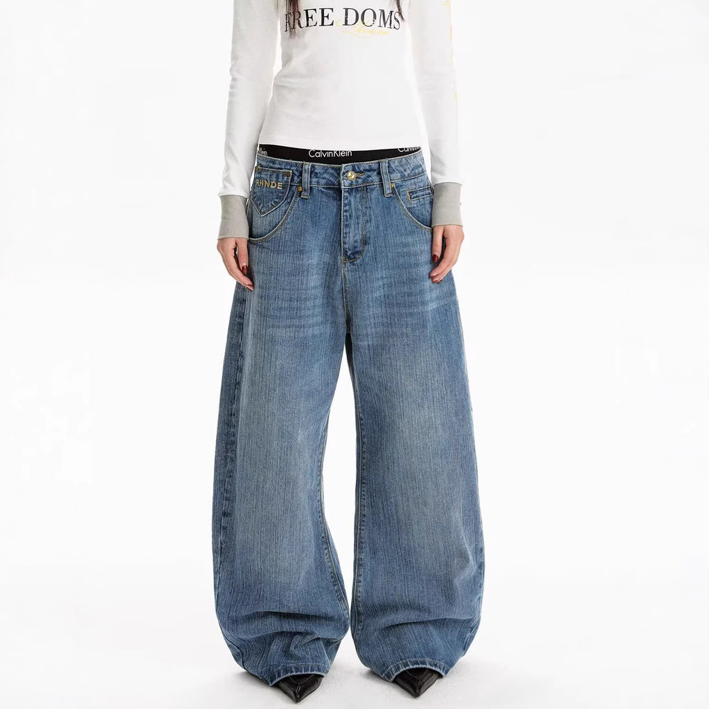 Streetwear Style Loose Fit  Aesthetic Minimalist Denim Pants