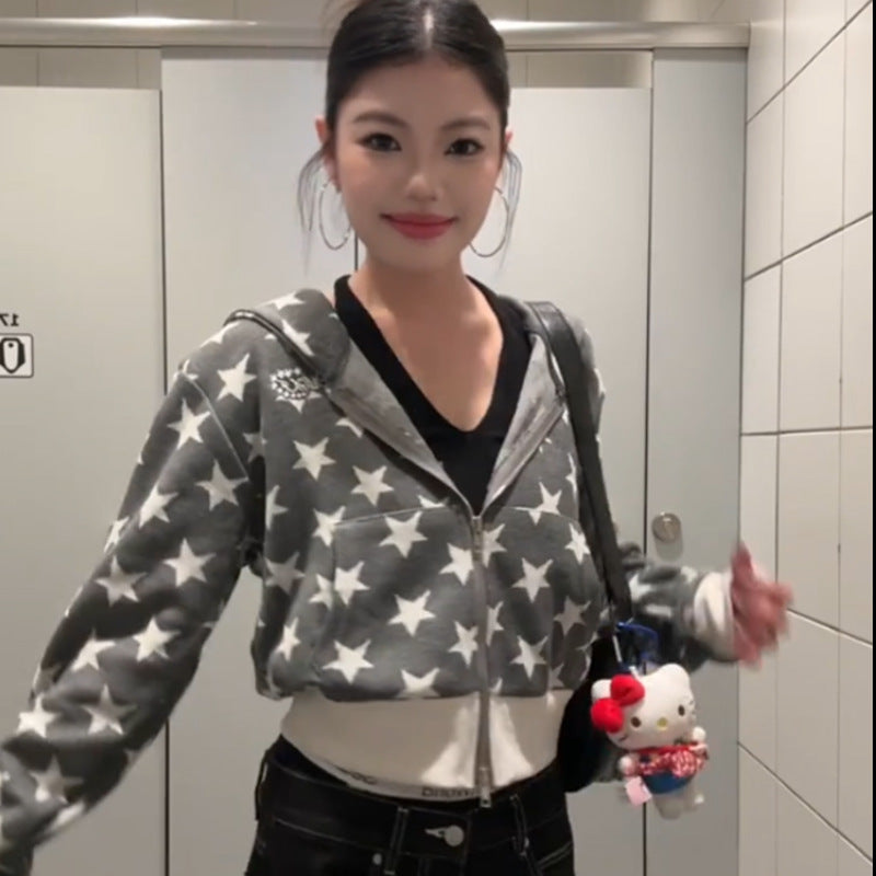 Retro Star Crop Hoodie / Jacket