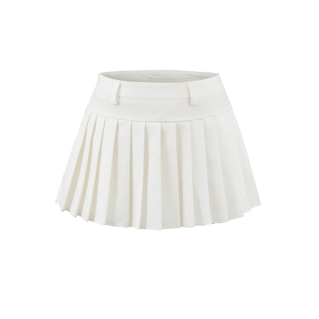 Splicing pleated skirt and half skirt