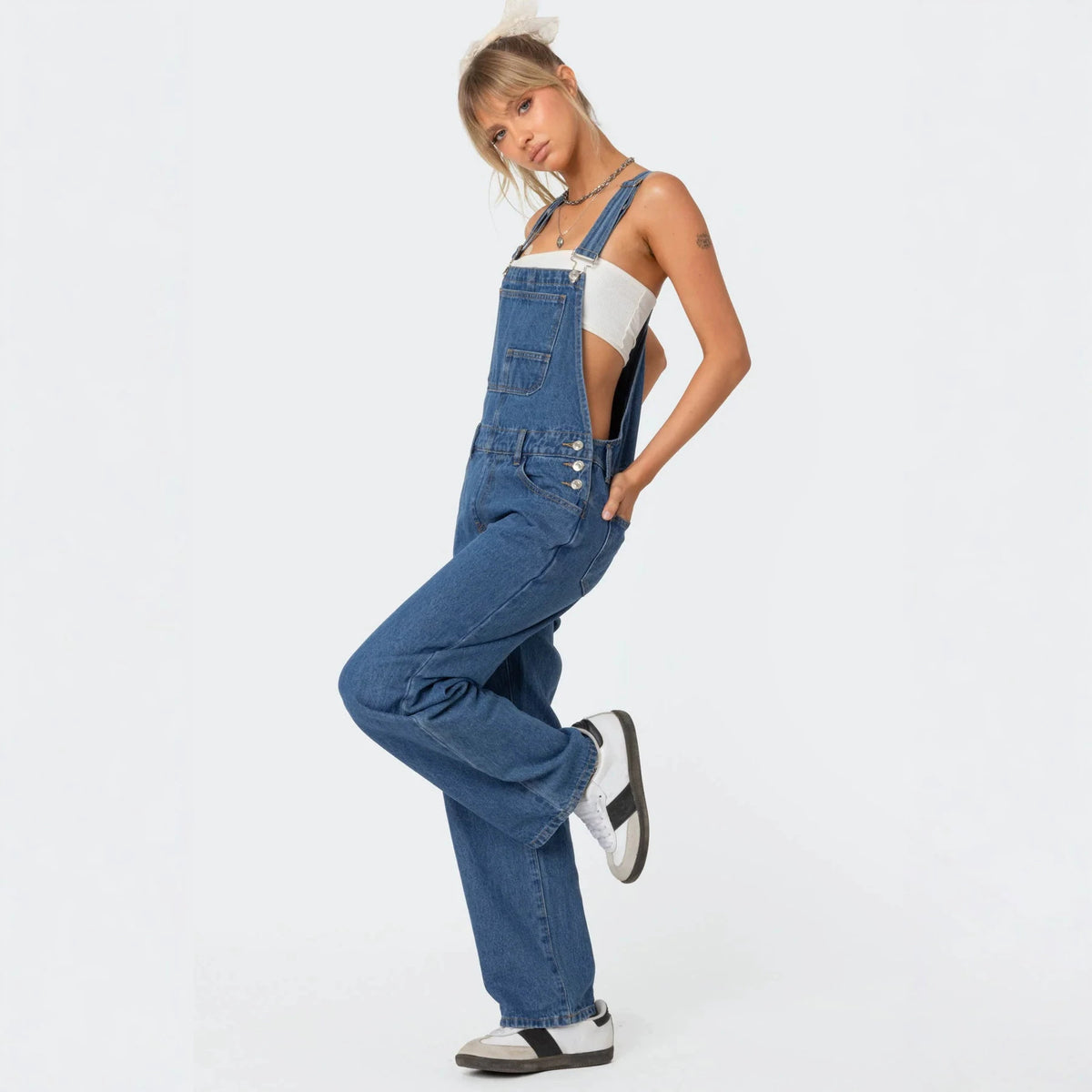 Women’s Washed Denim Dungarees