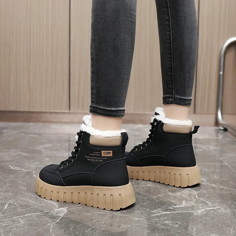 Winter Lace-Up Boots With Velvet Warm Lining
