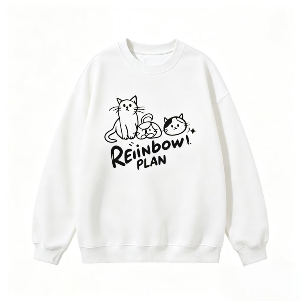 Streetwear Cartoon Cat Print Loose Fit Unisex Hoodie