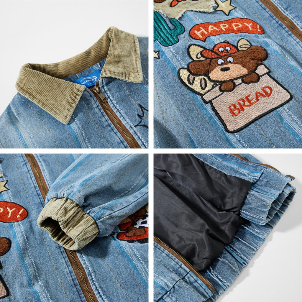 Embroidered Stripe Denim Jacket
