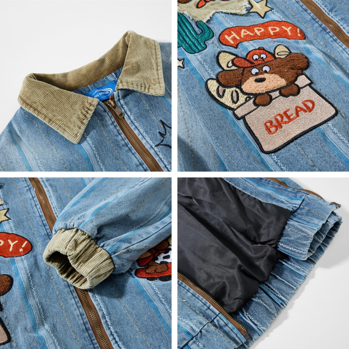 Embroidered Stripe Denim Jacket
