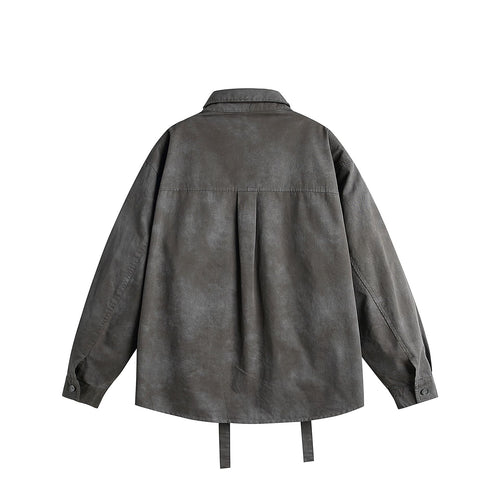 Casual Streetwear Vintage Tactical Belted Long Sleeve Shirt