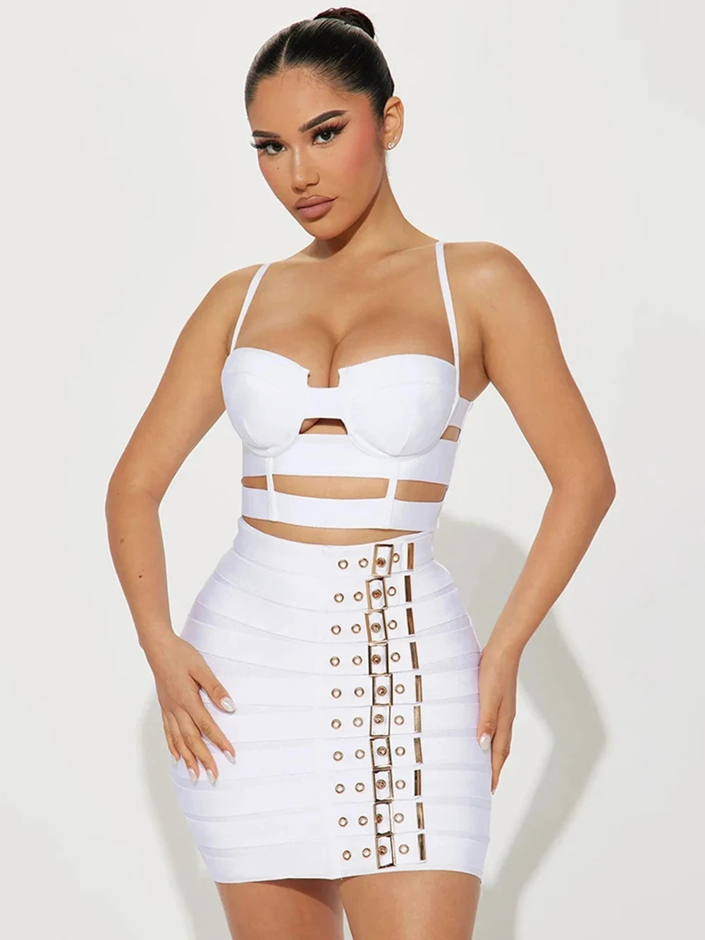 Knitted Bandage Skirt and Suspender Set