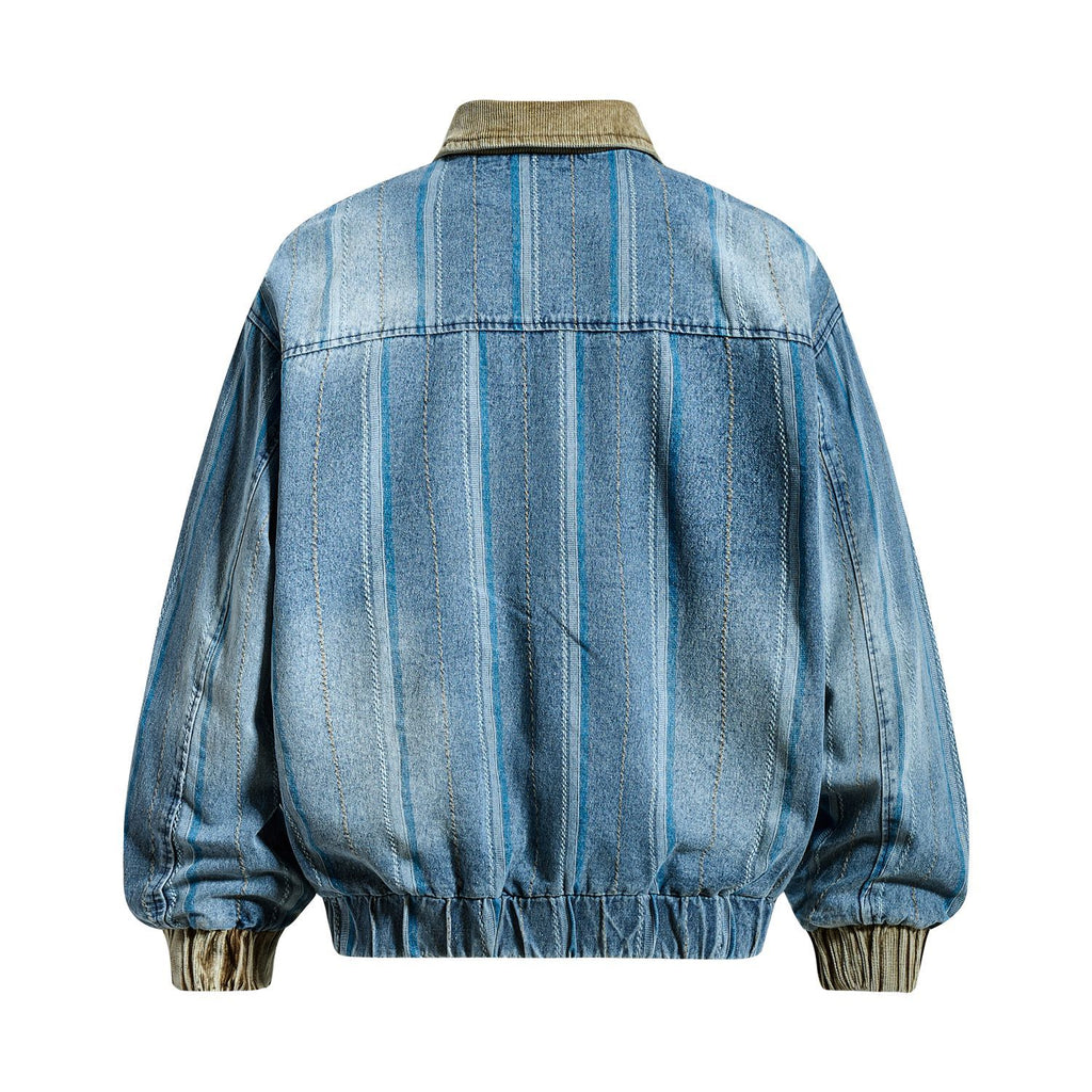 Embroidered Stripe Denim Jacket
