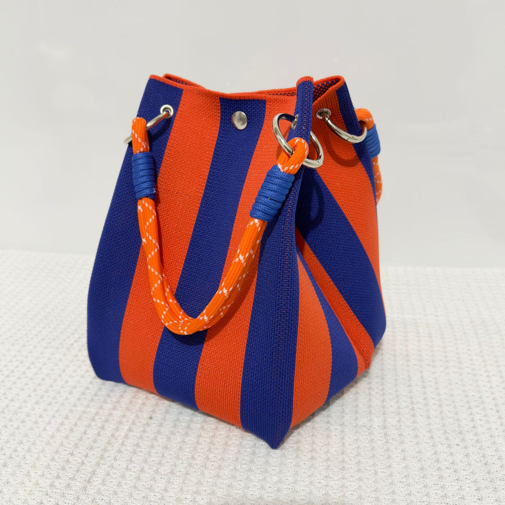 Striped Woven Bucket Bag