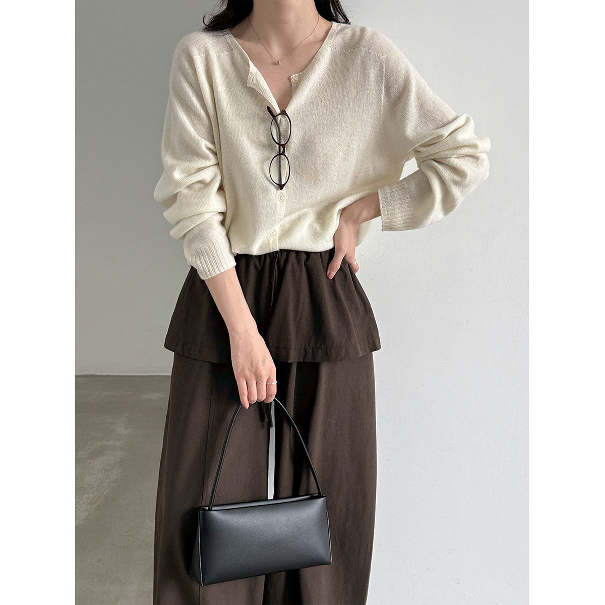Soft Round-Neck Knit Cardigan